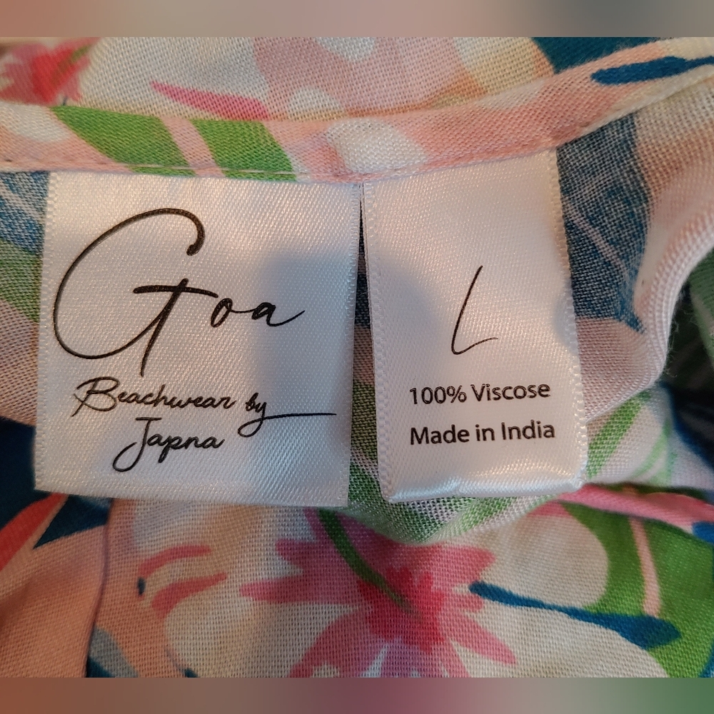 Goa Beachwear By Japan Multicolor Floral Cover Up With Spaghetti Straps Size L - Picture 7 of 12